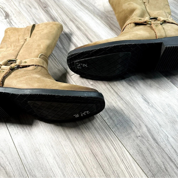 Frye Harness Pull On Dark Tan Leather Short Boots - Picture 5 of 10